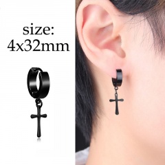 1PC Black Stainless Steel Men's Simple Earrings 1PC #7
