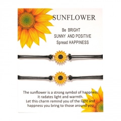 Sunflower 2 Braided Adjustable Couple Paper Card Bracelet Set A- Sun flower