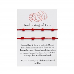 7 Knot Red Rope Lucky Friendship Woven Adjustable Paper Card Bracelet 2 pcs(With Card)