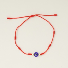 Blue Eyes 6 Knots Red Rope Lucky Friendship Braided Adjustable Bracelet Red-1pc(No Card)