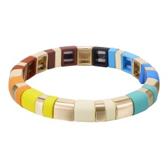 Multicolor Alloy Beads Elastic Bracelet Wholesale Multicolor