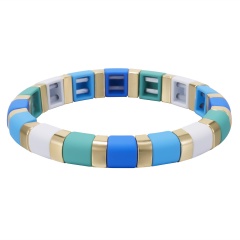 Multicolor Alloy Beads Elastic Bracelet Wholesale Blue