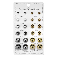 12 Pairs/Set Crystal Rhinestone Flower Heart Stud Earrings Wholesale ER18Y1412-2