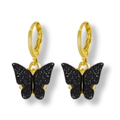 Butterfly Gold Hook Small Earrings Jewelry Wholesale Black