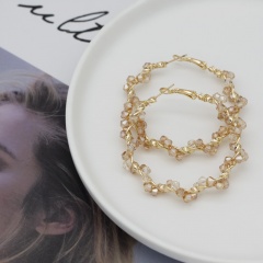 Charm Beads Gold Earring Inradium 6CM Yellow Beads