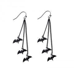Fashion Bat Acrylic Black Halloween Pendant Chain Necklace Earring