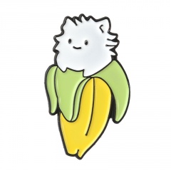 Meowth Kawaii Banana Hairy Cat Enamel Cartoon Animal Brooch A