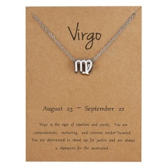 Silve Alloy Sinple 12 Constellations Pendant Chain Charm Necklace Virgo