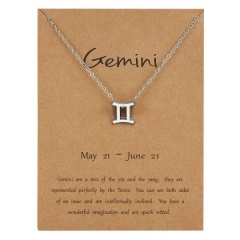 Silve Alloy Sinple 12 Constellations Pendant Chain Charm Necklace Gemini
