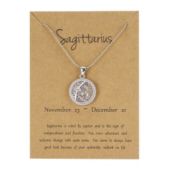 12Constellation Pendant Necklace Day Zodiac Sign Star Silver Choker Sagittarius