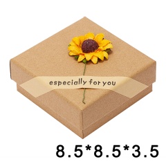 Sunflower Decoration Kraft Paper Jewelry Gift Box 8.5*8.5*3.5cm