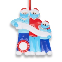 Christmas Hanging Ornaments Blue Red Personalized DIY Name Family Love Gift 3 People