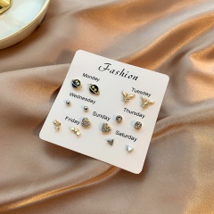 7 Pairs/Set Small Girls Fashion Stud Earring Set Jewelry F