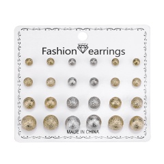 12 pairs/card Love Rhinestone Combination Card Earring Set Gold