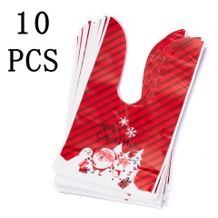 10 pcs Christmas Pattern Apple Cookies Candy Plastic Bag Red
