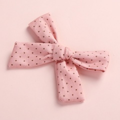 Fashion Multicolor Floral Polka Dot Print Twill Bow Hairpin Pink dots