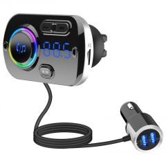 Black Car Bluetooth Mp3 Hands-Free Player Transmitter Ambient Light Black