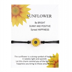 Sunflower 2 Braided Adjustable Couple Paper Card Bracelet Set 1 pc