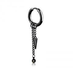 1 Piece Stainess Steel Men's Dangle Chain Black Earring Wholesale Cone