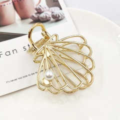 European Fashion Simple Golden Silver Metal Grabbing Clip Hairpin Shell-gold