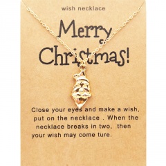 Santa Claus Christmas Series Gold Wishing Paper Card Necklace Santa Claus