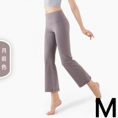 Sports Yoga Pants Flare Skinny High Waist Fitness Pants Cropped Pants Light Brown M