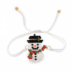 White Handmade Snowman Adjustable Bracelet Christmas Series Jewelry A
