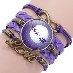 Multilayer Santa Claus Elk Snowman Bracelet Christmas Jewelry Wholesale Purple