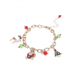 Christmas Jewelry Gold Chain Santa Claus Dangle Bracelet Gold