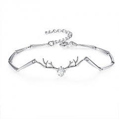 Silver Brass with CZ Stone Chain Bracelet for Women Jewelry White