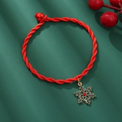 Red Rope Christmas Series Dangle Adjustable Bracelet Wholesale Snow Green