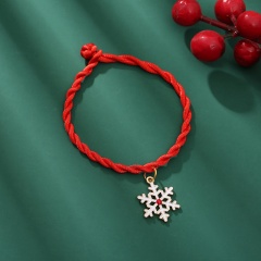 Red Rope Christmas Series Dangle Adjustable Bracelet Wholesale Snow-white red