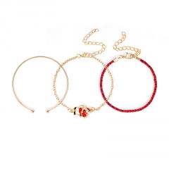 3 Pieces/Set Red Rope Gold Chain Bracelet Set Wholesale Santa Claus