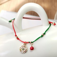 Green and Red Rope Christmas Series Dangle Adjustable Bracelets Snow