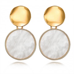 Fashion Gold Circle Stone Dangle Stud Earrings Jewelry Wholesale C