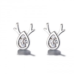 Snowflake Diamond Pearl Christmas Earrings Jewelry Diamon Elk