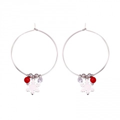 Snowflake Diamond Pearl Christmas Earrings Jewelry Snow Circle