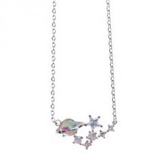 Earth Star Crystal Diamond Pendant Chain Charm Necklace Jewelry Silver-Star