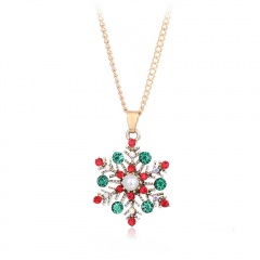 Multicolor Crystal Snow Pendant Necklace Christmas Jewelry Snow-A