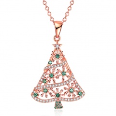 Crystal Christmas Tree Pendant Necklace Jewelry Wholesale B
