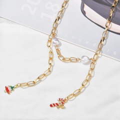 Wholesale Christmas Jewelry Pearl with Flower Pendant Chain Necklace Tree & Candy