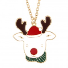 Elk Pendant Necklace Gold Chain Christmas Jewelry Wholesale Gold