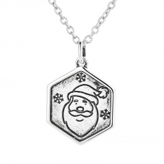 Retro Silver Santa Claus Pendant Chain Necklace Jewelry Wholesale Santa Claus
