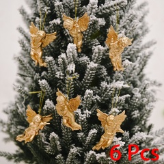 6 Pieces Christmas Angel Doll Wings Christmas Tree Ornament Gold