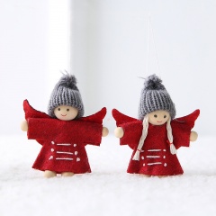 Christmas Wool Felt Angel Couple Doll Ornament Red Angel