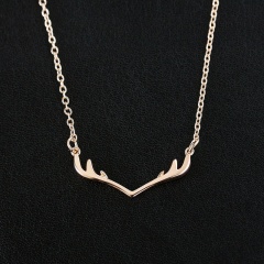 Simple Christmas Elk Antler Clavicle Chain Necklace Rose Gold