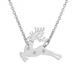 Silver Stainless Stell Fawn Simple Chain Necklace Wholesale Silver