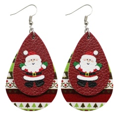 Double Layer Leather Dangle Earrings Christmas Jewelry Wholesale Santa Claus