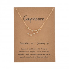 12 Constellation Gold Rhinestone Charm Necklace Jewelry Wholesale Capricorn