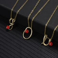 Red Rose Gold English Alphabet Pendant Chain Necklace Y